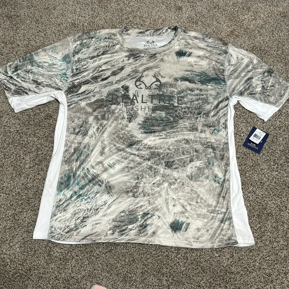 REALTREE FISHING RTF Poly Short Sleeve Tee in Aspect Arctic White size X… - Picture 1 of 8